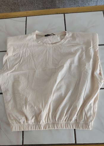 Kadın Beyaz Keten Kısa Kollu Tişört - Görsel 2