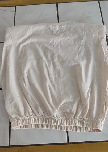 Kadın Beyaz Keten Kısa Kollu Tişört - Görsel 3