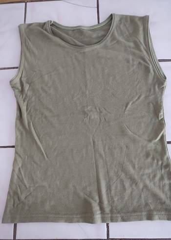 Bej Keten Kadın Kolsuz Tişört - Görsel 2