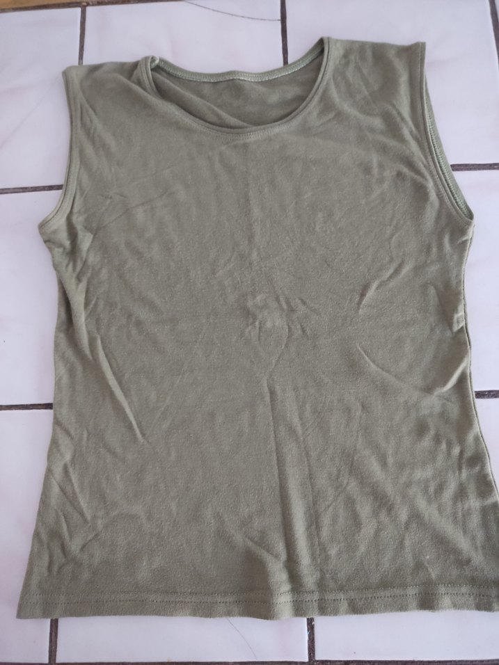 Bej Keten Kadın Kolsuz Tişört - Görsel 2