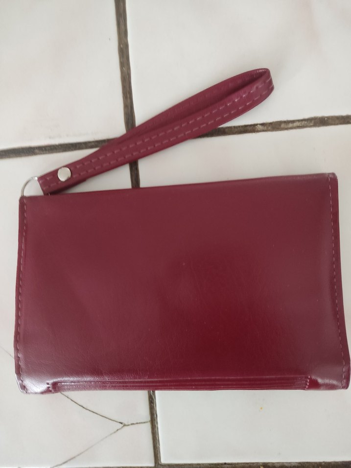 Bordo Deri Kadın Portföy Cüzdan - Görsel 3
