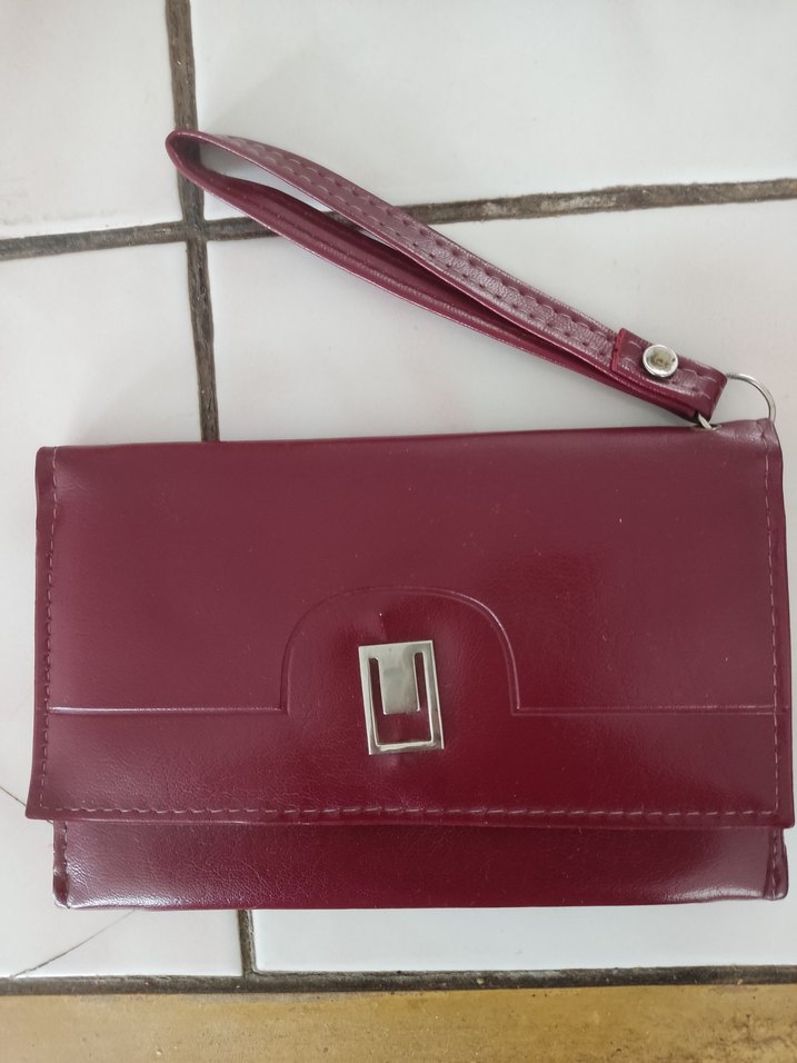 Bordo Deri Kadın Portföy Cüzdan - Görsel 2