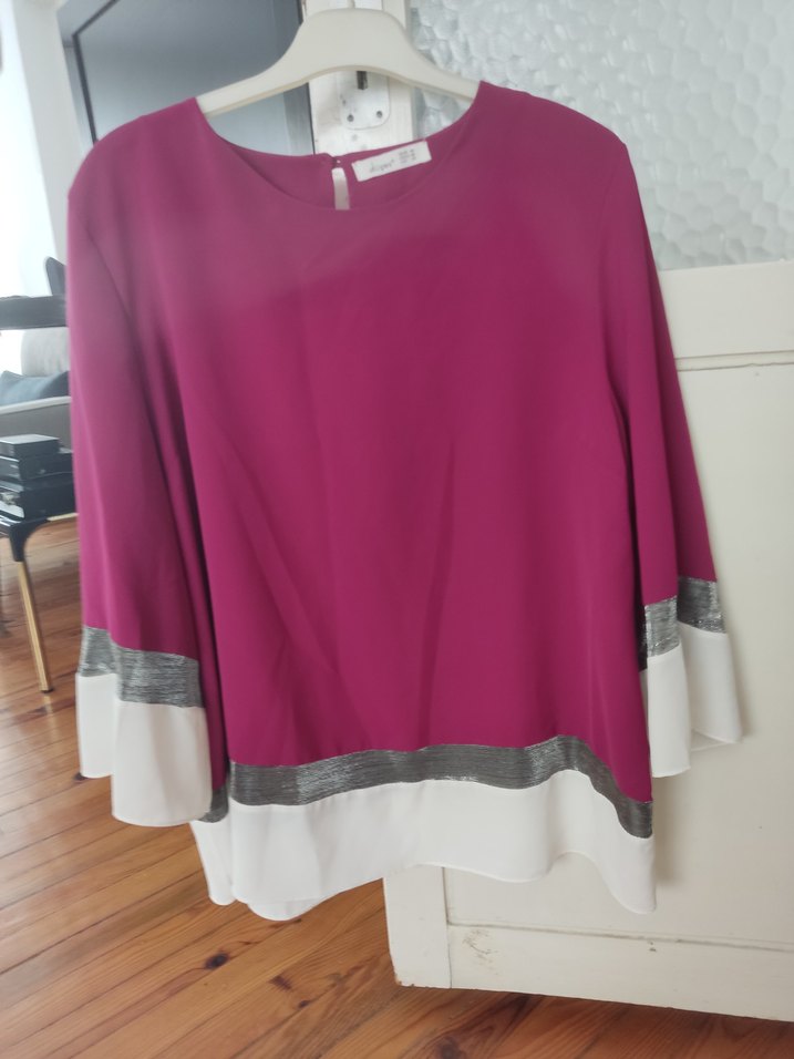 Pembe Uzun Kollu Salaş Midi Bluz - Görsel 2