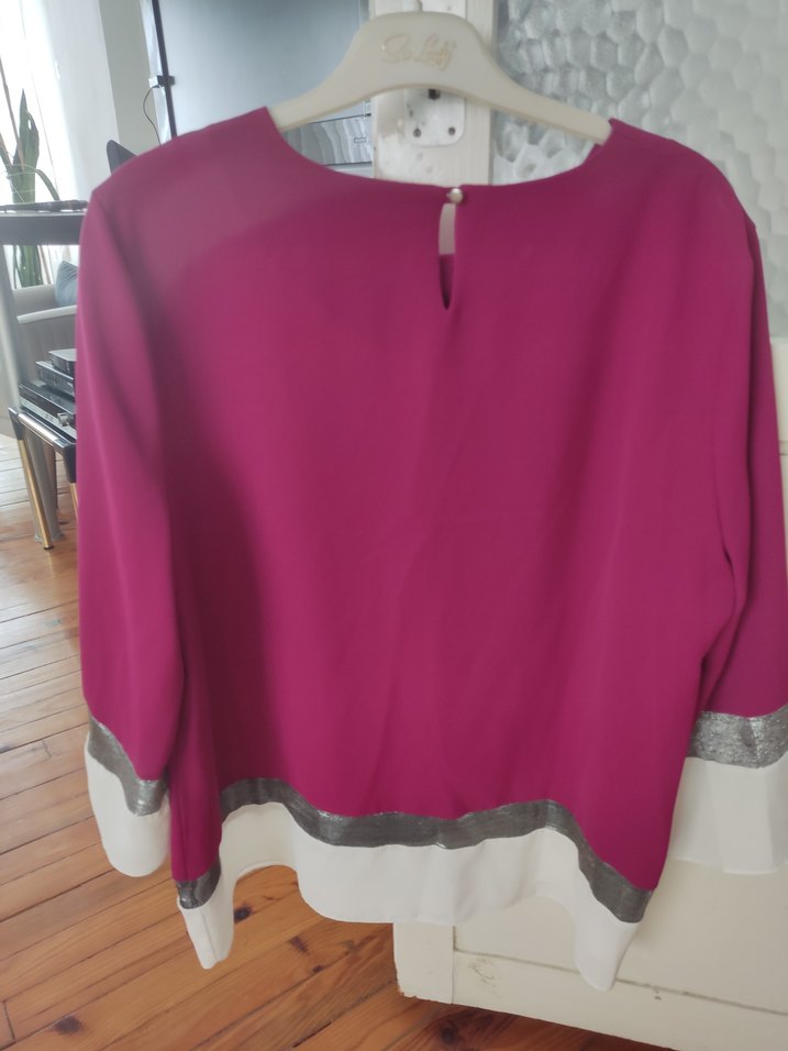 Pembe Uzun Kollu Salaş Midi Bluz - Görsel 3