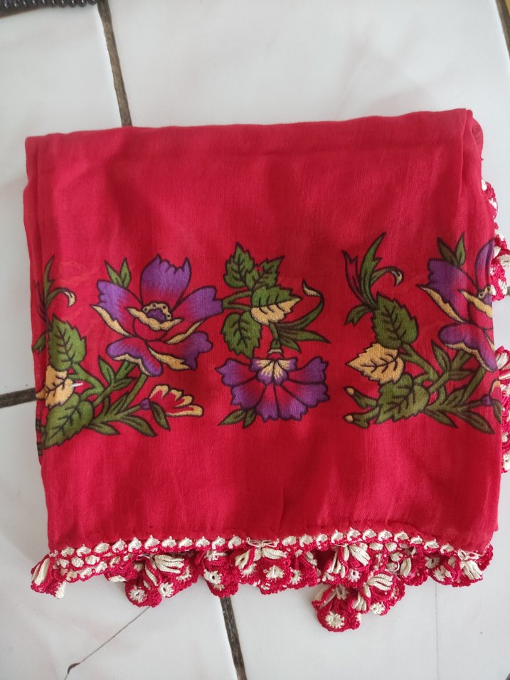 Renkli Çiçek Desenli Kadın Fular - Görsel 2