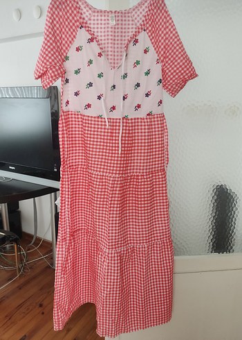 Kırmızı Hamile ve Emzirme Uzun Elbise - Görsel 2