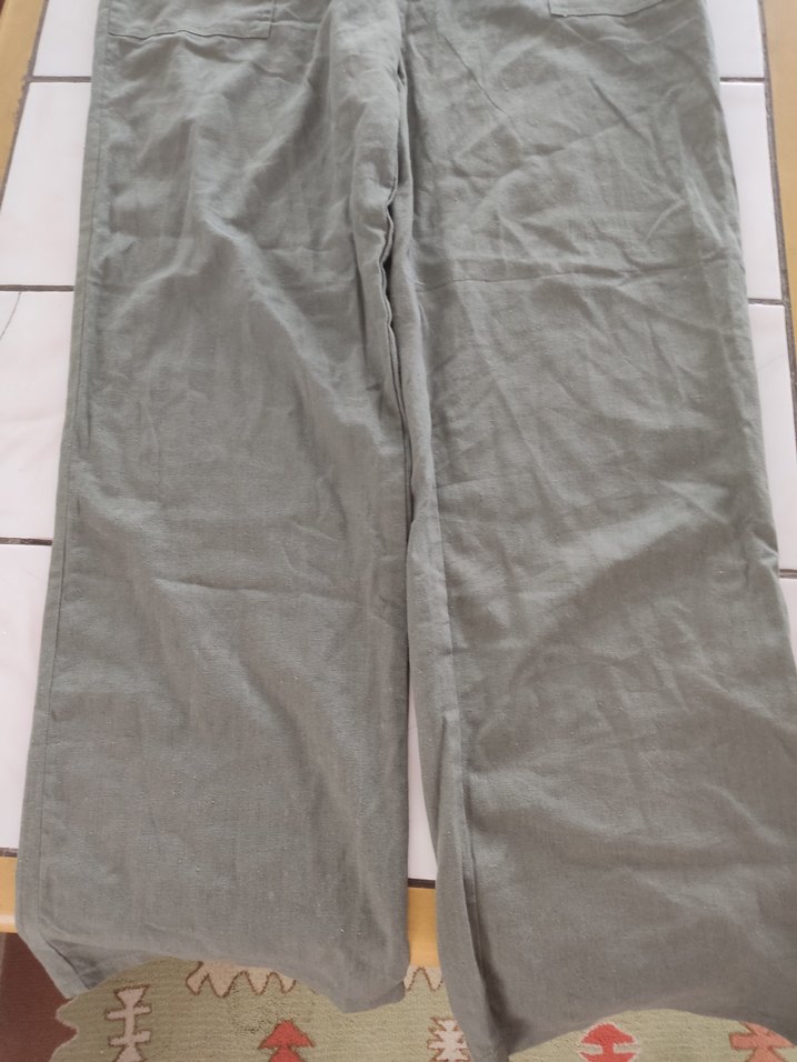 Bej Kadın Keten Midi Pantolon - Görsel 2