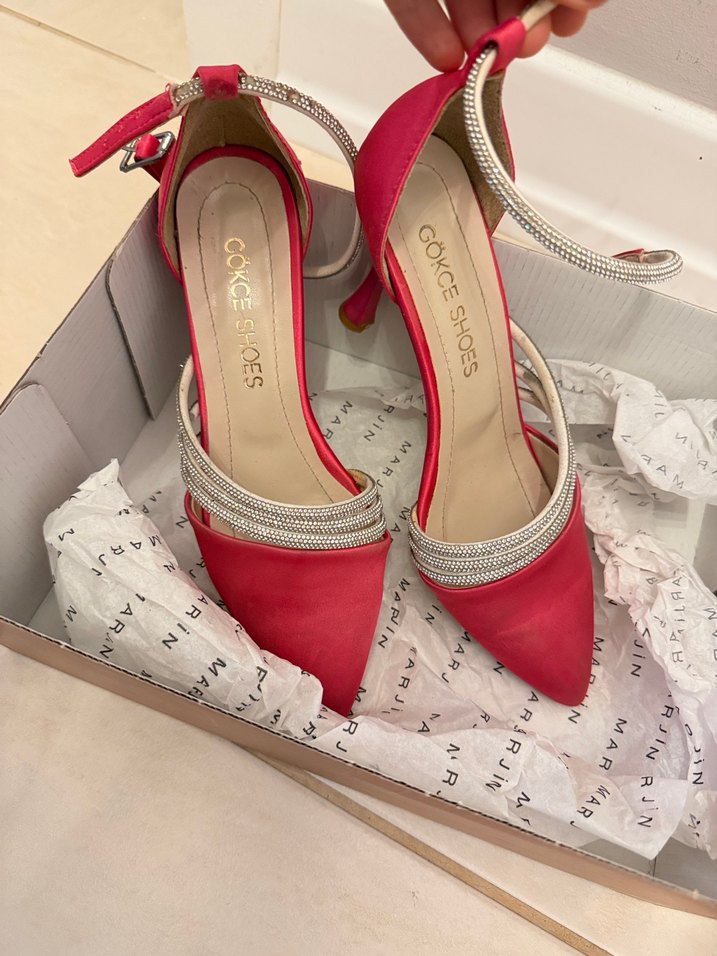 Pembe Işıltı Detaylı Stiletto Abiye Ayakkabı - Görsel 2