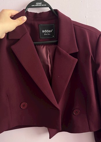l Beden bordo Renk Bordo Mini Kadın Blazer Ceket