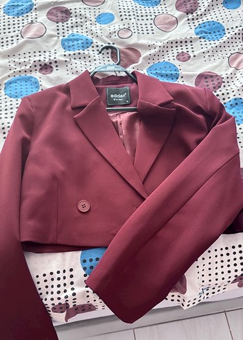 l Beden Bordo Mini Kadın Blazer Ceket