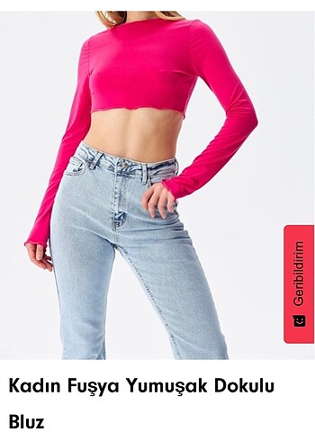 Crop uzun kollu bluz