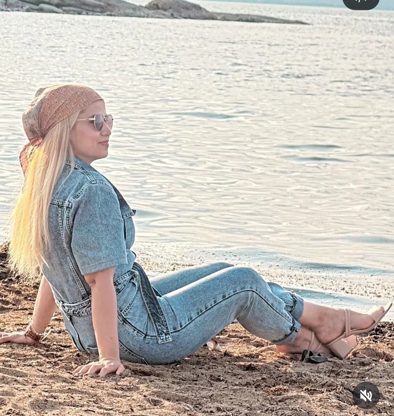 Gri Kadın Denim Kemerli Tulum - Görsel 2