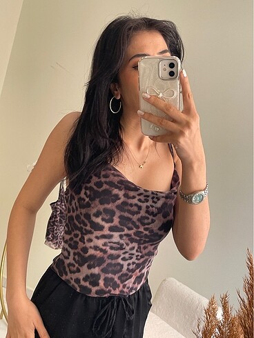 Diğer Askılı Leopar Desen bluz