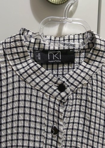 Gri Kareli Fırfırlı Uzun Kollu Gömlek - Görsel 4