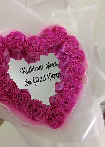 Kalp Şeklinde Pembe Gül Buketi - Görsel 12