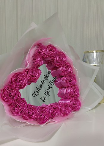 Kalp Şeklinde Pembe Gül Buketi - Görsel 10