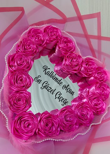 Kalp Şeklinde Pembe Gül Buketi - Görsel 4