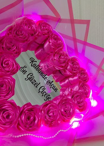 Kalp Şeklinde Pembe Gül Buketi - Görsel 3