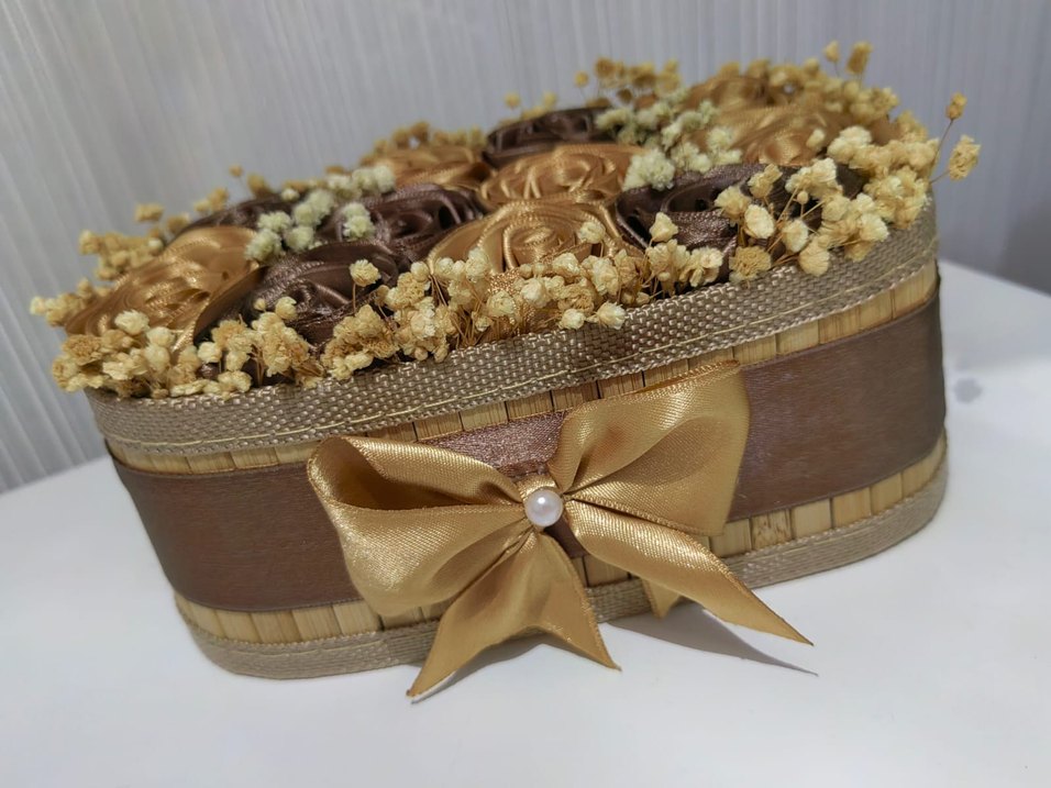 Bohem Tarzda Kurutulmuş Çiçekli Dekoratif Kutu - Görsel 4