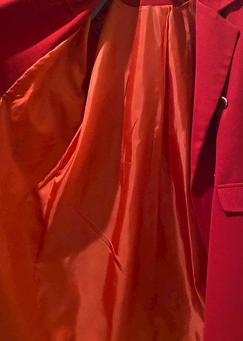 Düğmeli Kırmızı Kadın Midi Blazer - Görsel 2