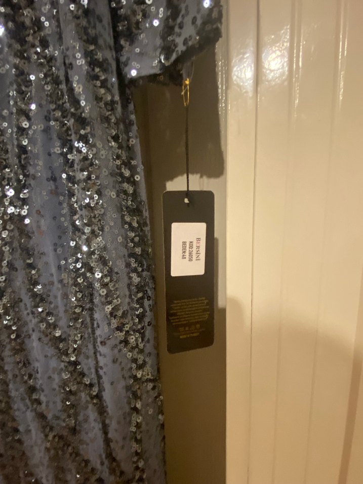 Gri Payetli Uzun Kollu Abiye Elbise - Görsel 4