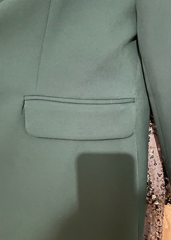 Kadın Yeşil Düğmeli Midi Blazer - Görsel 4