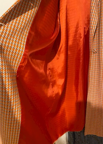 Düğmeli Kahverengi Ekose Midi Kadın Kaban - Görsel 3