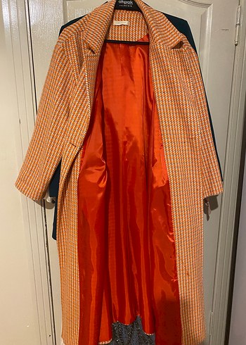 Düğmeli Kahverengi Ekose Midi Kadın Kaban - Görsel 2