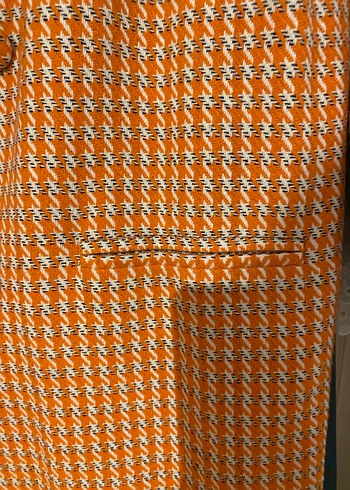 Düğmeli Kahverengi Ekose Midi Kadın Kaban - Görsel 5