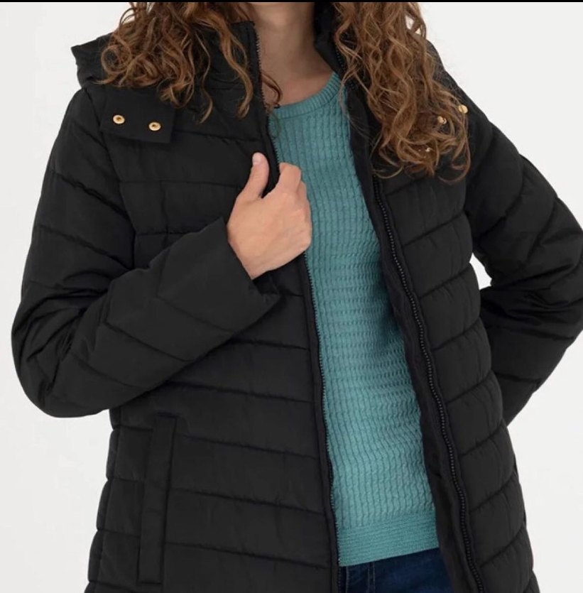 Siyah Kemerli Uzun Kadın Kışlık Mont - Görsel 3