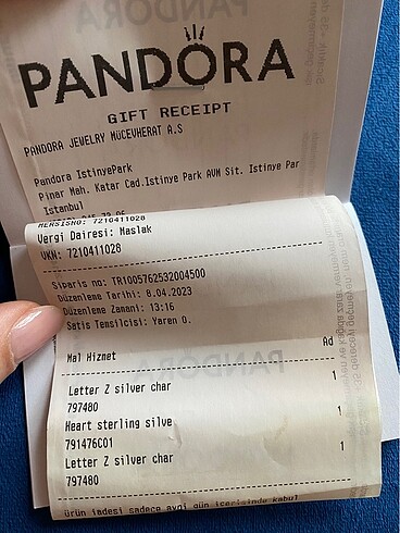 Beden pandora orijinal harf charmı