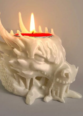 Karanlıkta Parlayan Beyaz Ejderha Figürü mumluk - Görsel 3