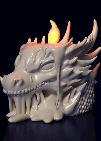 Karanlıkta Parlayan Beyaz Ejderha Figürü mumluk - Görsel 2