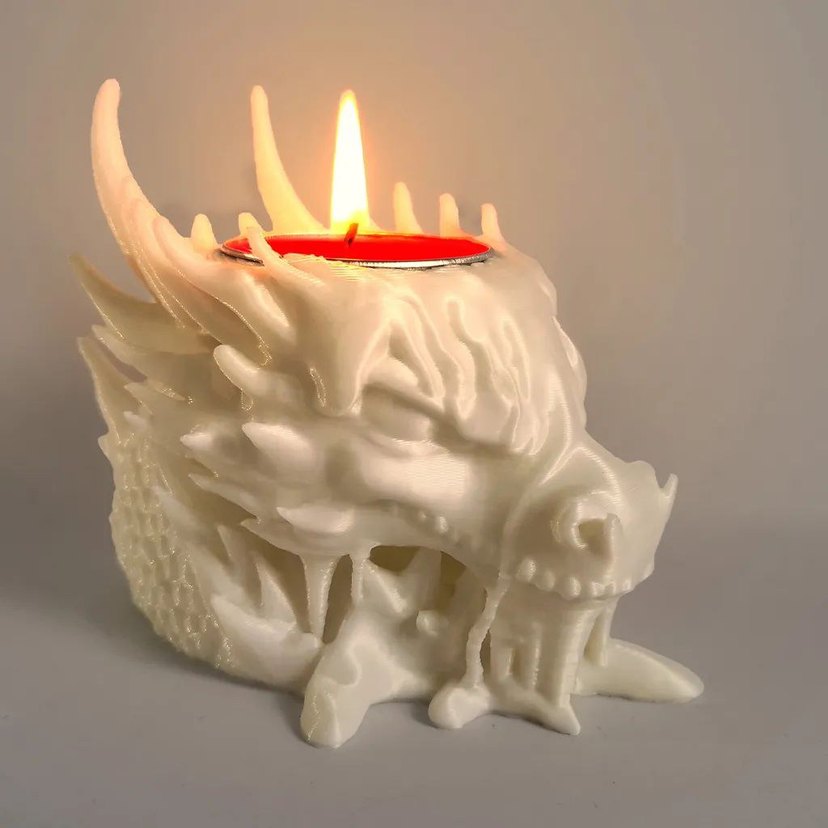 Karanlıkta Parlayan Beyaz Ejderha Figürü mumluk - Görsel 3