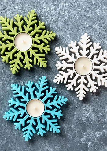 Renkli Kar Tanesi Mumluk Seti - Görsel 2