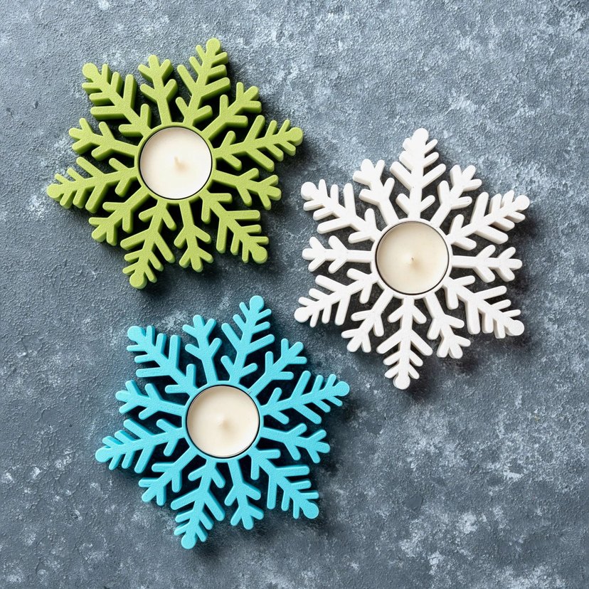 Renkli Kar Tanesi Mumluk Seti - Görsel 2