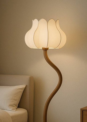 Bej Krem Renkli Lale Şeklinde lamba - Görsel 2