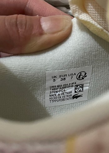 38 Beden beyaz Renk Lacoste Beyaz kadın Spor Ayakkabı