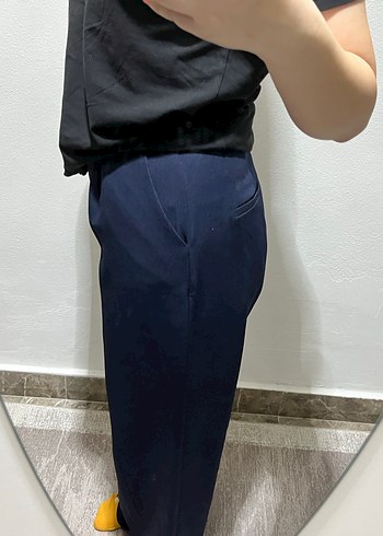 Lacivert Kadın Yüksek Bel Kumaş Pantolon - Görsel 2