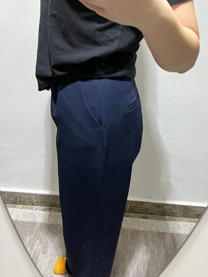 Lacivert Kadın Yüksek Bel Kumaş Pantolon - Görsel 2