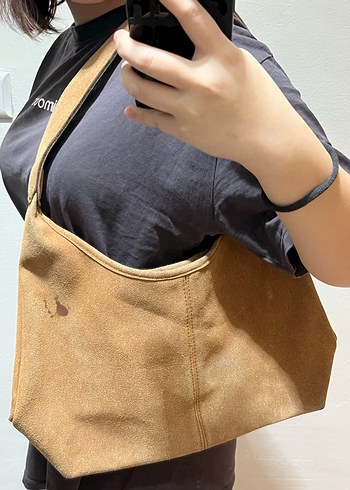 Bej Süet Kadın Omuz Çantası - Görsel 5