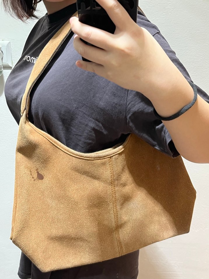 Bej Süet Kadın Omuz Çantası - Görsel 5