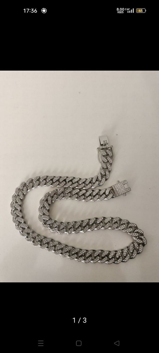 Gri Taşlı Erkek Zincir Kolye - Görsel 2