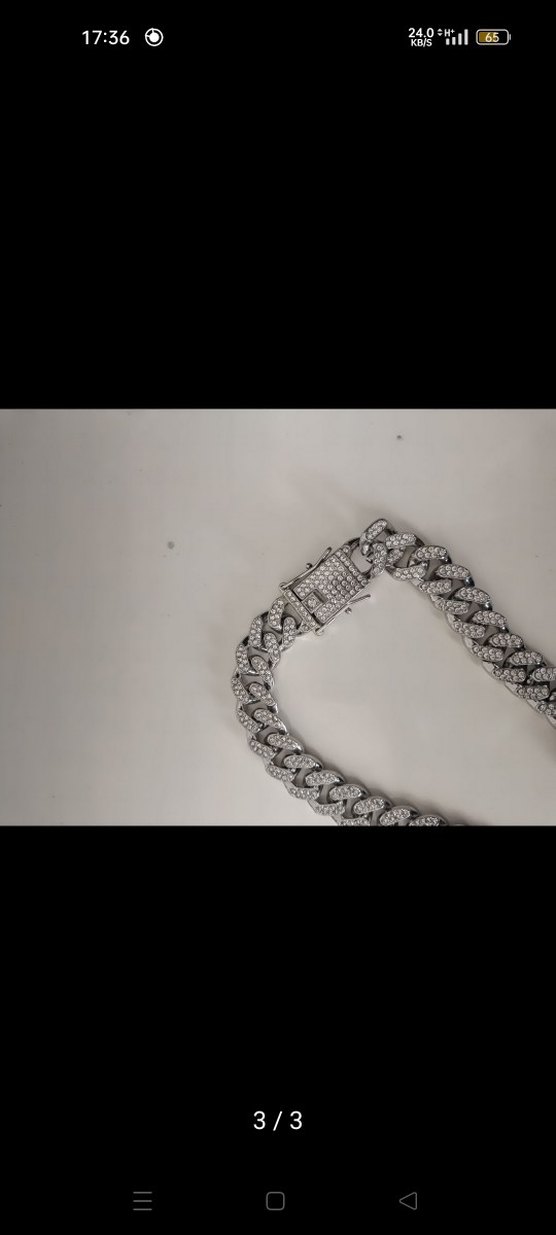 Gri Taşlı Erkek Zincir Kolye - Görsel 3