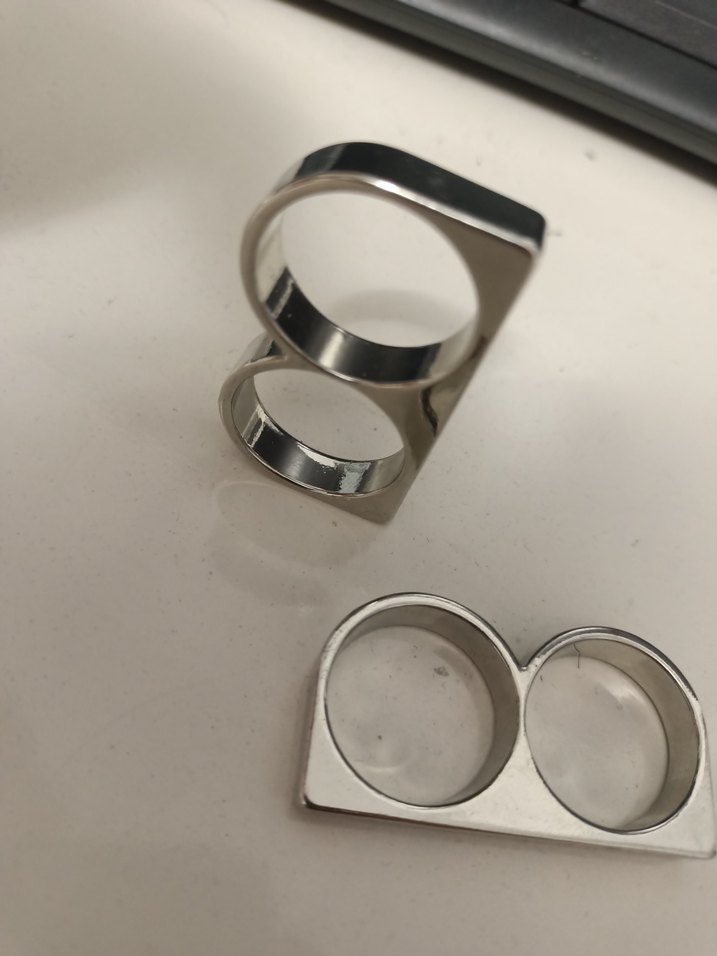 Minimalist İkili Parmak Yüzük muşta benzeri gri - Görsel 2