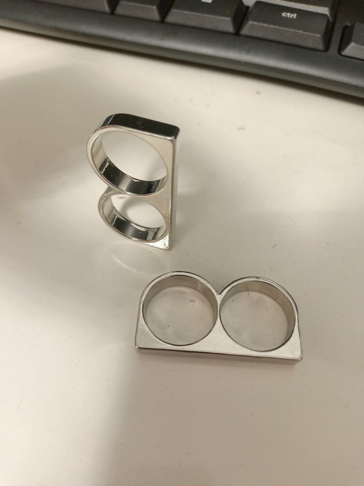 Minimalist İkili Parmak Yüzük muşta benzeri gri - Görsel 3