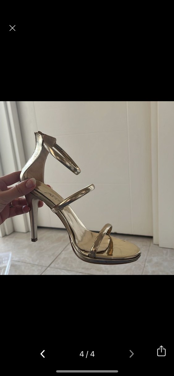 Altın Renkli Tokalı Stiletto Kadın Abiye Ayakkabı - Görsel 4