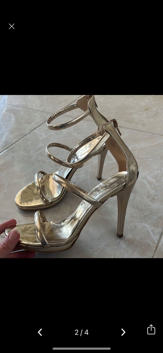 Altın Renkli Tokalı Stiletto Kadın Abiye Ayakkabı - Görsel 2