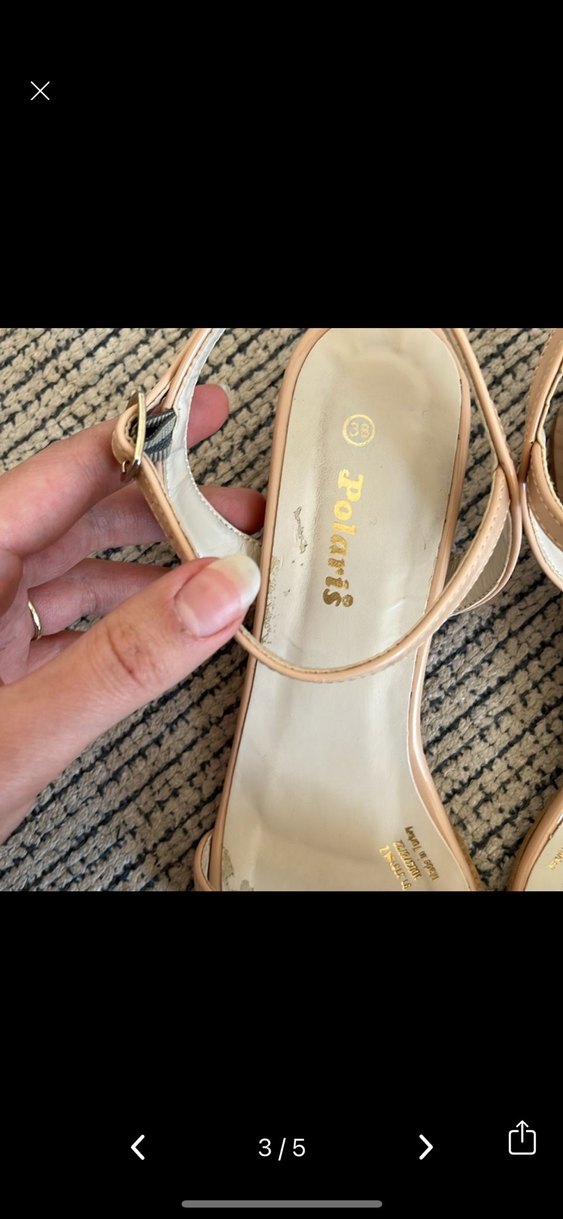 Bej mini topuk sandalet günlük - Görsel 4