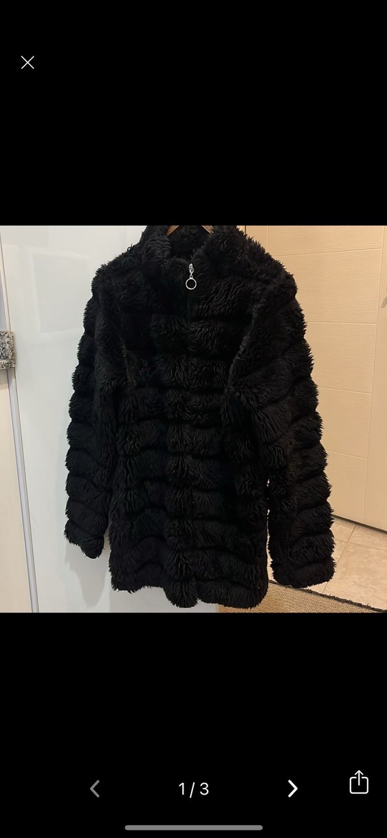 Siyah Kadın Kürk Detaylı Midi Mont - Görsel 4